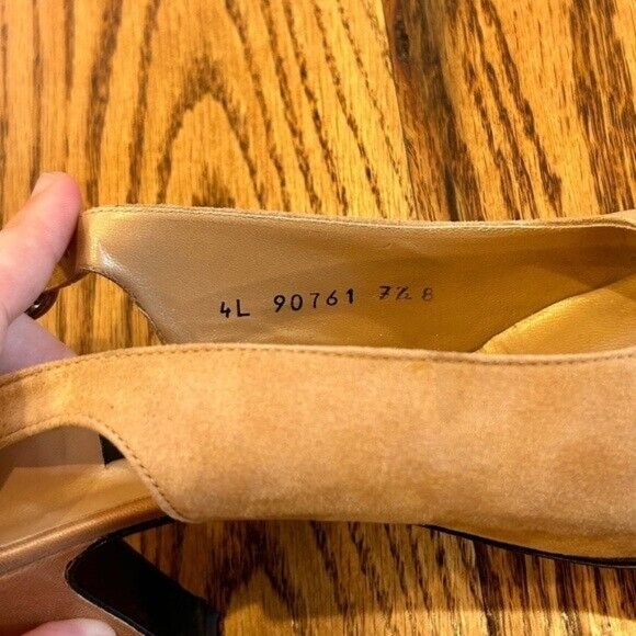 Vintage VTG Stuart Weitzman Tan Suede Pumps with Sling Strap size 7.5 - Picture 4 of 5